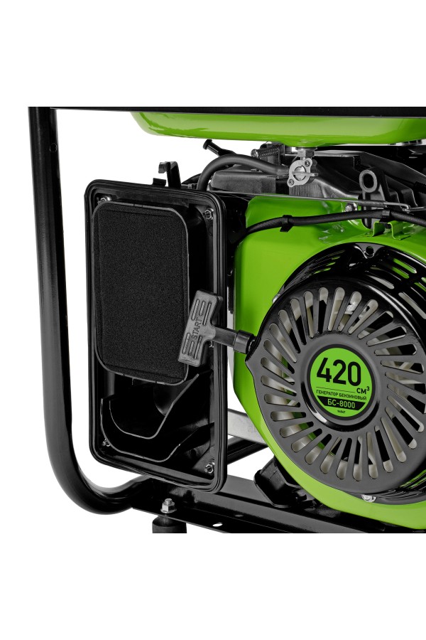 Генератор бензиновый БС-8000, 6,6 кВт, 230В, четырехтактный, 25 л, ручной стартер Сибртех
