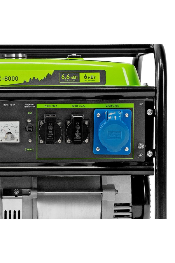 Генератор бензиновый БС-8000, 6,6 кВт, 230В, четырехтактный, 25 л, ручной стартер Сибртех