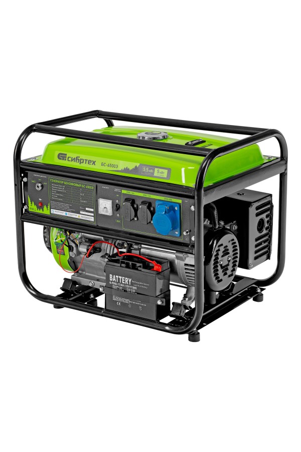 Генератор бензиновый БС-6500Э, 5.5 кВт, 230В, четырехтактный, 25 л, электростартер Сибртех