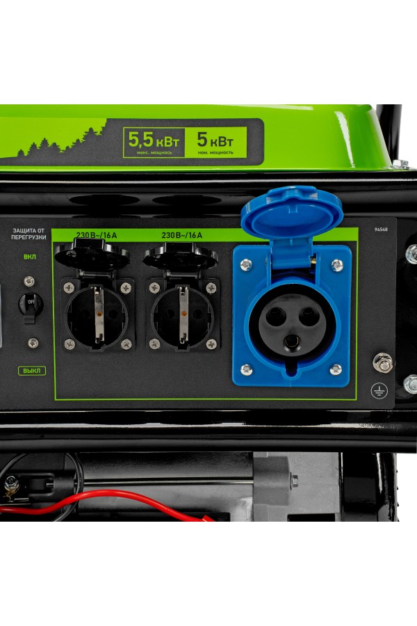 Генератор бензиновый БС-6500Э, 5.5 кВт, 230В, четырехтактный, 25 л, электростартер Сибртех