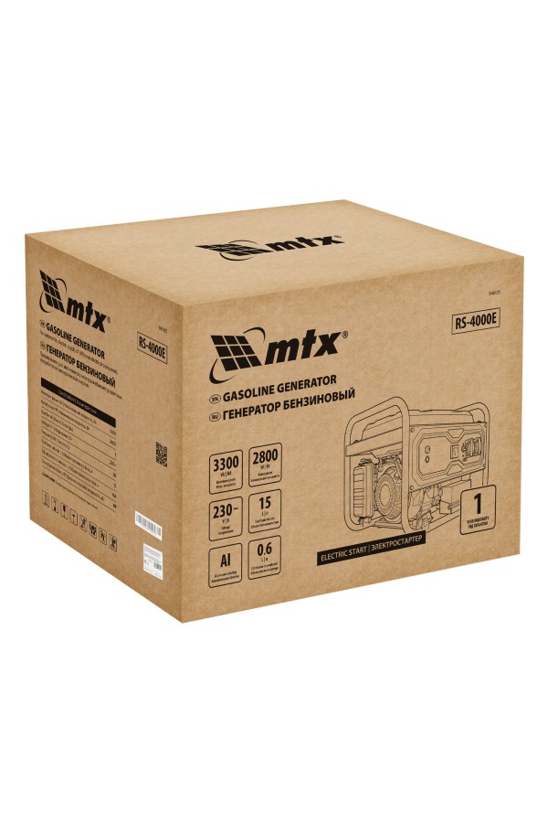 Генератор бензиновый RS-4000E, 3,3 кВт, 230В, электростартер MTX