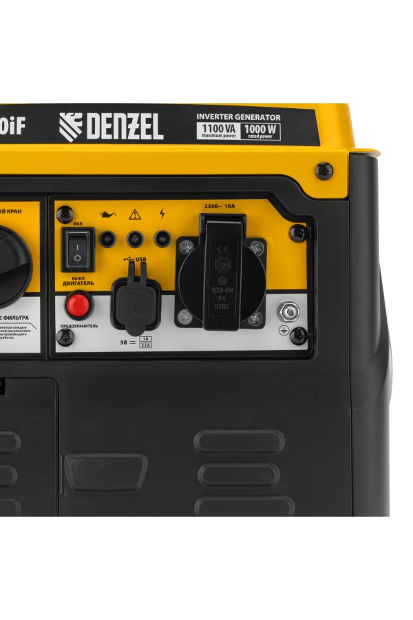 Генератор инверторный GS-1100iF, 1,1 кВт, 230 В, ручной старт DENZEL