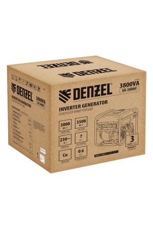 Генератор инверторный GK-3800iF, 3,8 кВт, 230 В, ручной старт DENZEL