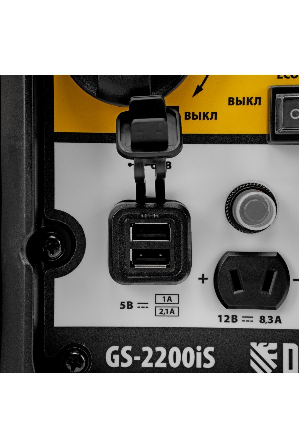 Генератор инверторный GS-2200iS, 2,2 кВт, 230 В, закрытый корпус, ручной старт DENZEL