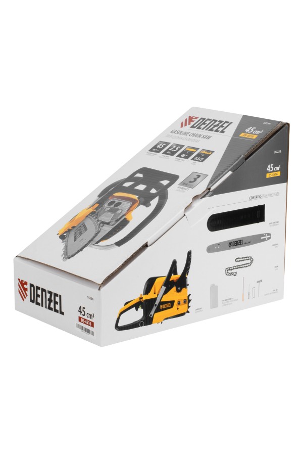 Пила цепная бензиновая DS-4516, шина 40 см, 45 см3, 2,5 л.с, шаг 0,325, паз 1,5 мм, 64 звена Denzel