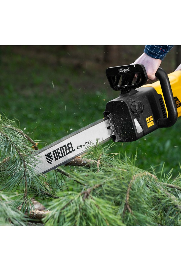 Пила цепная электрическая EDS-2000, 2 кВт,продольная, шина 40 см, шаг 3/8, паз 1.3 мм, 56 звеньев Denzel