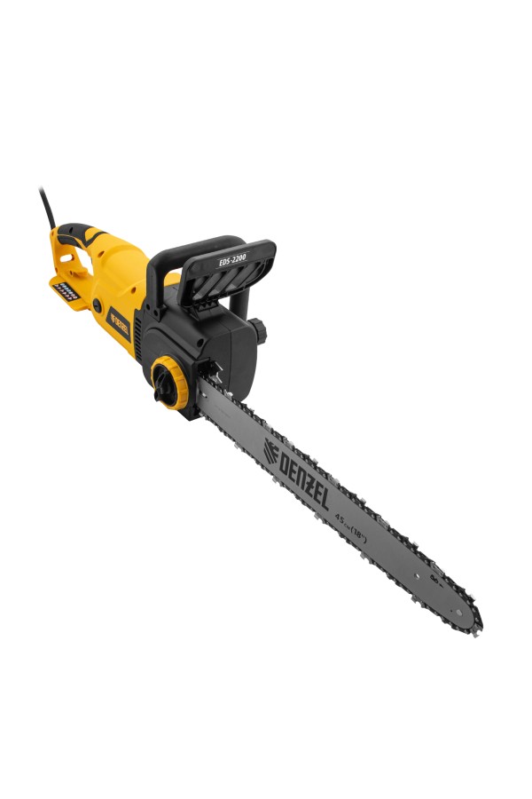 Пила цепная электрическая EDS-2200, 2.2 кВт,продольная, шина 45 см, шаг 3/8, паз 1.3 мм, 62 звена Denzel