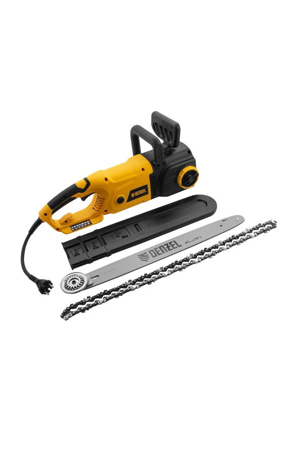 Пила цепная электрическая EDS-2200, 2.2 кВт,продольная, шина 45 см, шаг 3/8, паз 1.3 мм, 62 звена Denzel