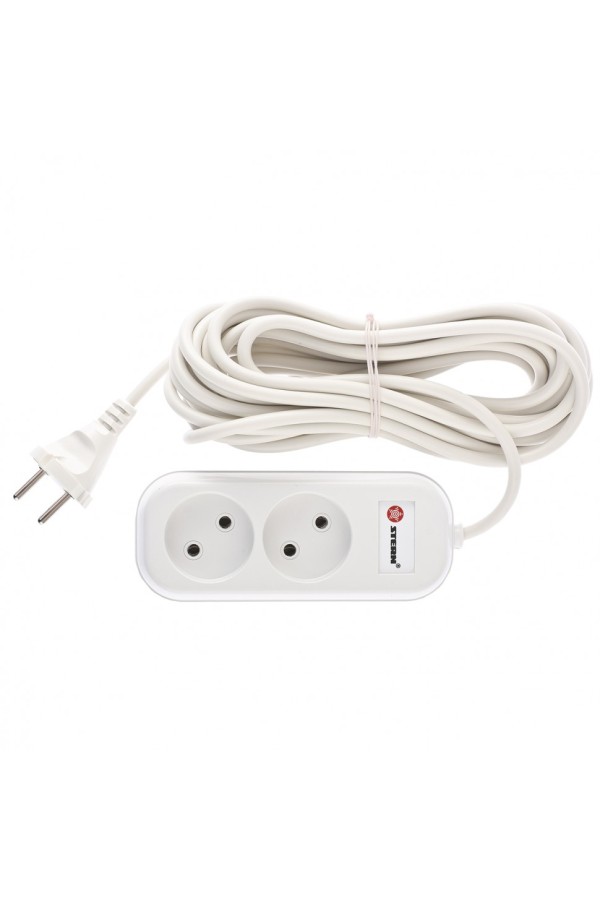 Удлинитель бытовой серия EU, без заземления, 7 м, 2 розетки, 6 А Stern