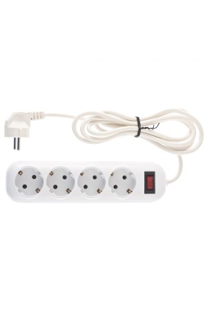 Удлинитель бытовой серия EF, с заземлением и выключателем, 2 м, 4 розетки, 10 A Stern