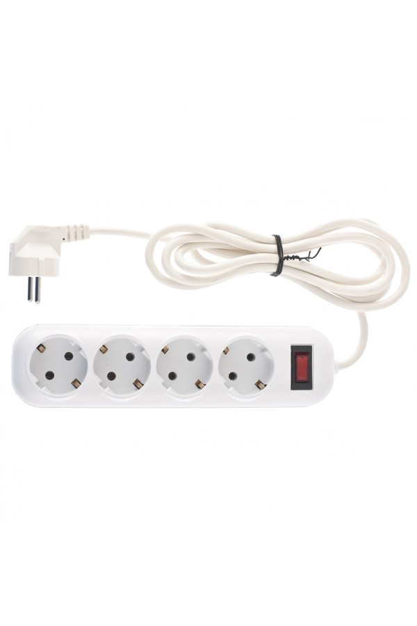 Удлинитель бытовой серия EF, с заземлением и выключателем, 2 м, 4 розетки, 10 A Stern