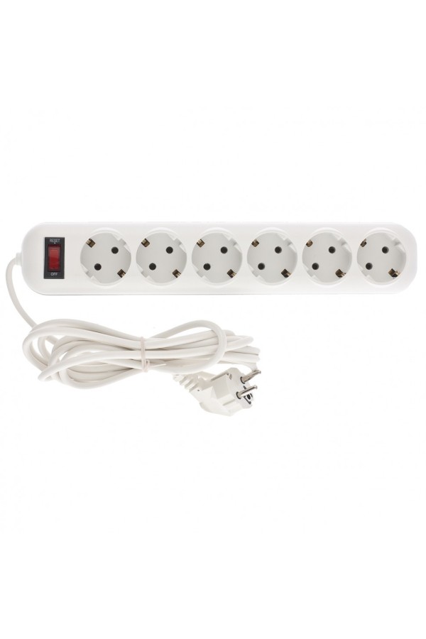 Удлинитель бытовой серия EF, с заземлением и выключателем, 2 м, 6 розеток, 10 A Stern