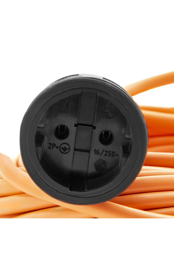 Удлинитель-шнур силовой 30 м, 16А, тип УХ16, ПВС, усиленный, 1 розетка без заземления Сибртех
