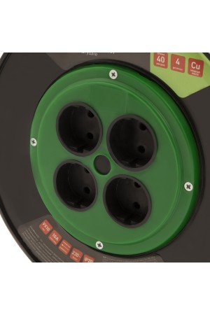 Удлинитель силовой 40 м, 10А, тип УХ10, ПВС, на кабельной катушке, 4 розетки без заземления Сибртех