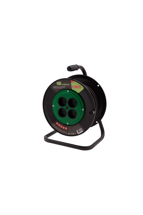 Удлинитель силовой 30 м, 16А, тип УХ10, ПВС, на кабельной катушке, 4 розетки без заземления Сибртех
