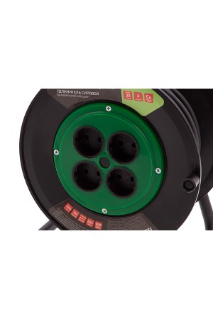 Удлинитель силовой 30 м, 16А, тип УХ10, ПВС, на кабельной катушке, 4 розетки без заземления Сибртех