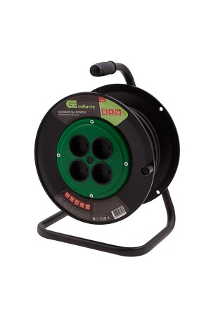 Удлинитель силовой 30 м, 16А, тип УХ10, ПВС, на кабельной катушке, 4 розетки без заземления Сибртех