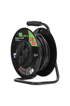 Удлинитель силовой 20 м, 16А, тип УХз16, ПВС 3 x 2.5 мм, на стальной катушке, 4 розетки Сибртех