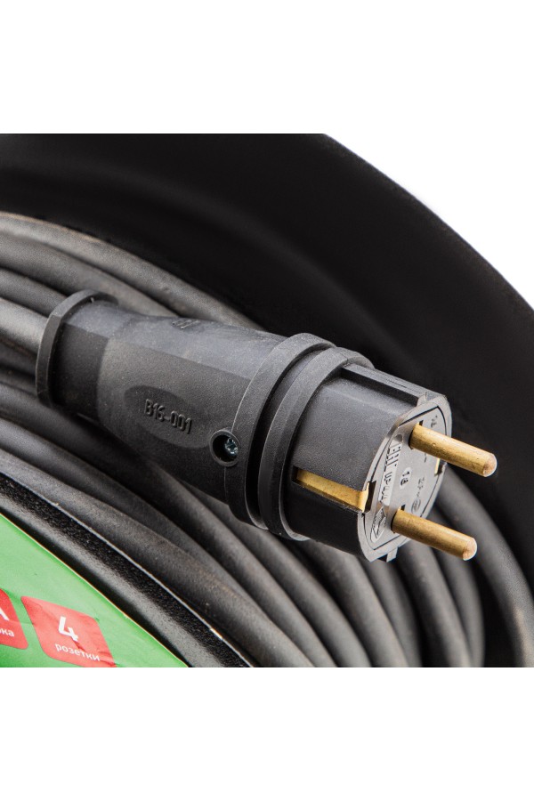 Удлинитель силовой 20 м, 16А, тип УХз16, КГ 3 x 1.5 мм, на стальной катушке, 4 розетки Сибртех