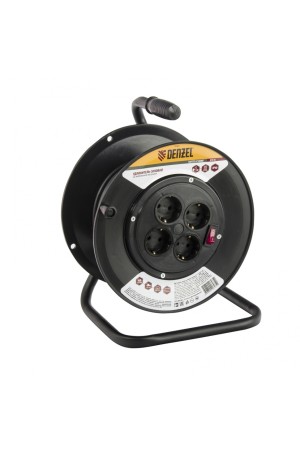 Удлинитель силовой на кабельной катушке, 25 м, 4 розетки, 16 А, серия УХз16 Denzel