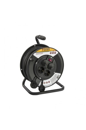 Удлинитель силовой на кабельной катушке, 50 м, 4 розетки с крышкой, IP44, 16 А, серия УХз16 Denzel