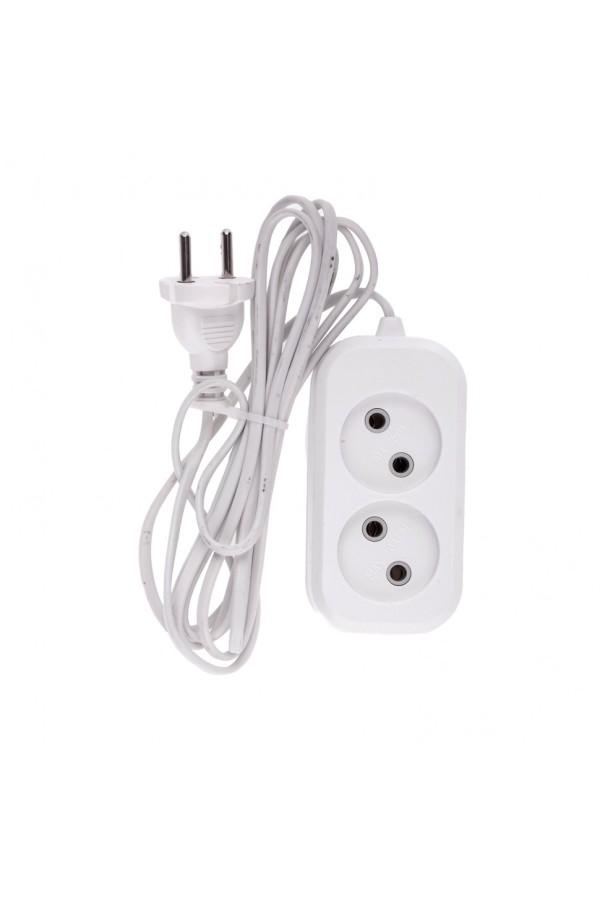 Удлинитель бытовой, без заземления, 3 м, 2 розетки, 6 A, серия УХ6 Denzel