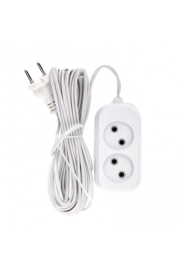 Удлинитель бытовой, без заземления, 7 м, 2 розетки, 6 А, серия УХ6 Denzel