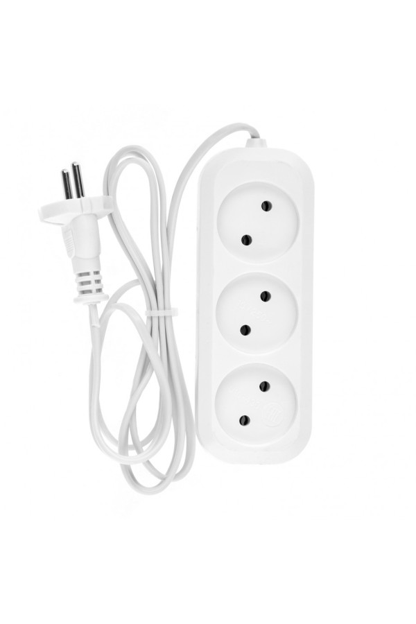 Удлинитель бытовой, без заземления, 2 м, 3 розетки, 6 A, серия УХ6 Denzel