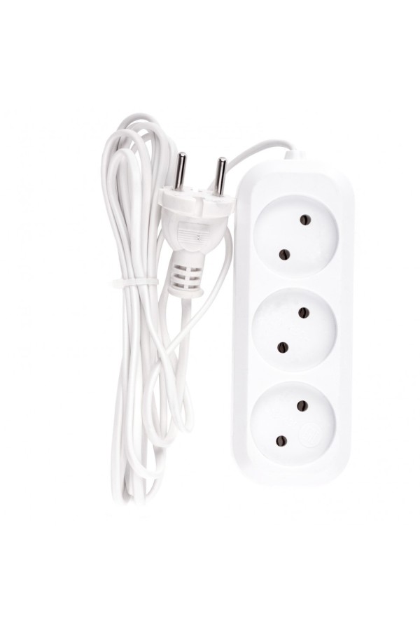 Удлинитель бытовой, без заземления, 3 м, 3 розетки, 6 A, серия УХ6 Denzel