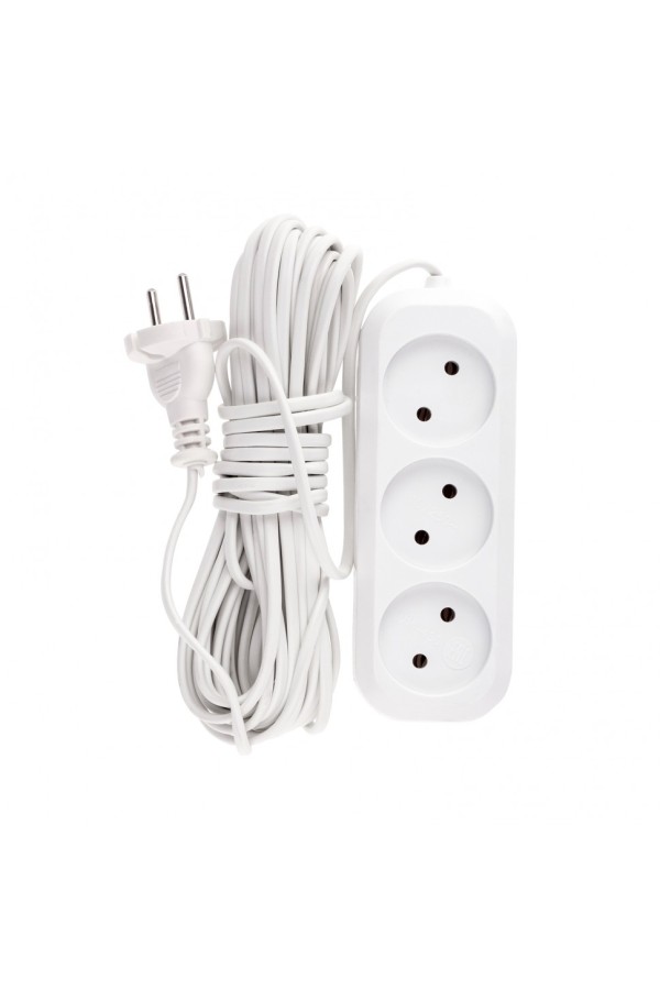 Удлинитель бытовой, без заземления, 10 м, 3 розетки, 6 А, серия УХ6 Denzel