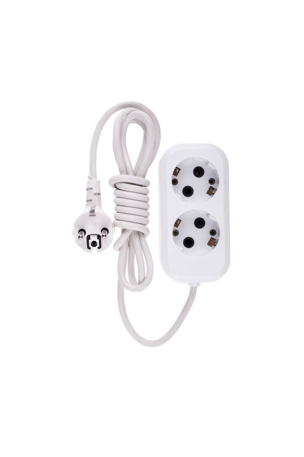 Удлинитель бытовой серия УХз-10-202, с заземлением, 2 м, 2 розетки, 10 A Denzel