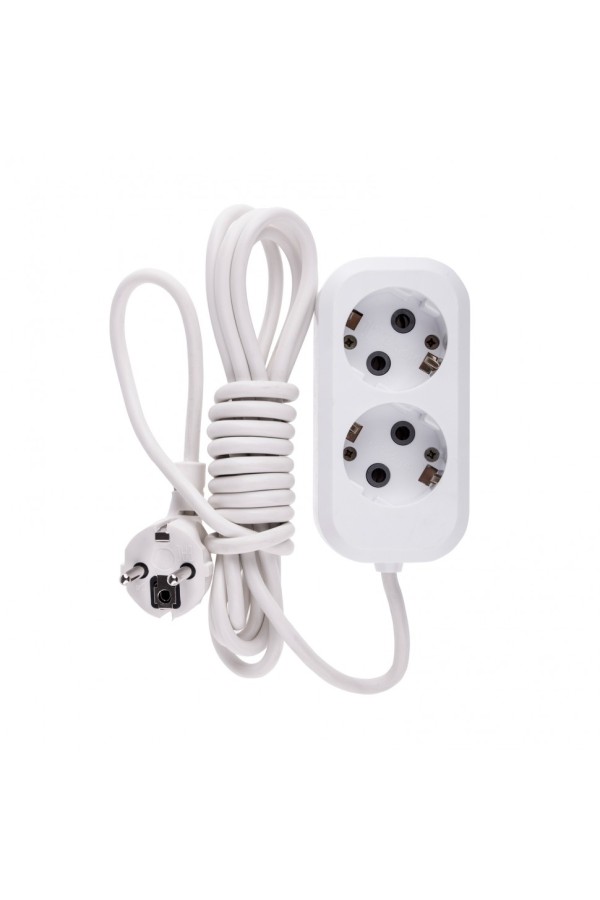 Удлинитель бытовой, серия УХз-10-203, с заземлением, 3 м, 2 розетки, 10 А Denzel