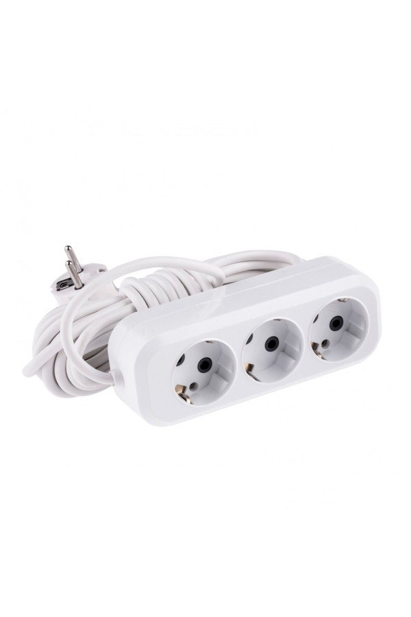 Удлинитель бытовой, серия УХз-10-307, с заземлением, 7 м, 3 розетки, 10 А Denzel