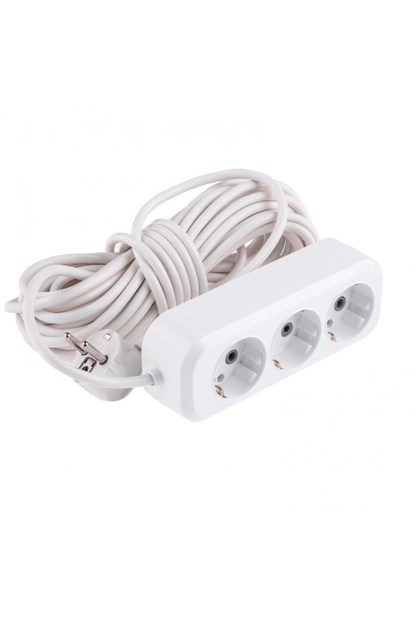 Удлинитель бытовой, серия УХз-10-310, с заземлением, 10 м, 3 розетки, 10 А Denzel