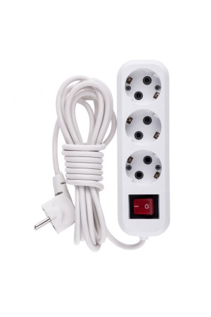 Удлинитель бытовой, с заземлением и выключателем, 4 м, 3 розетки, 10 A, серия УХз10 Denzel