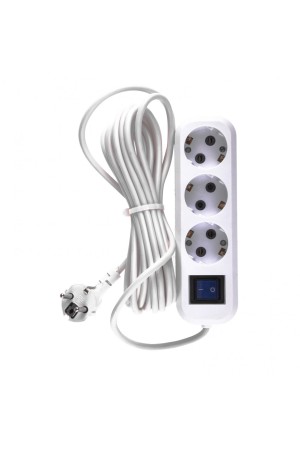 Удлинитель бытовой, с заземлением и выключателем, 5 м, 3 розетки, 10 A, серия УХз10 Denzel