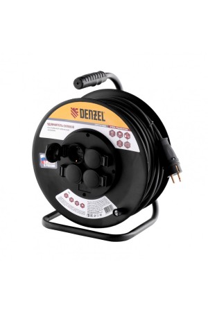 Удлинитель силовой на стальной катушке, КГ 3 х 2.5 мм, 50 м, 4 розетки, 16 А, тип УХз-16 Denzel