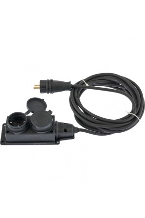 Удлинитель электрический силовой, 10 м, 2 розетки, КГ 3 х 1.5 мм, 16 А, тип УХЗ-16, Россия Denzel