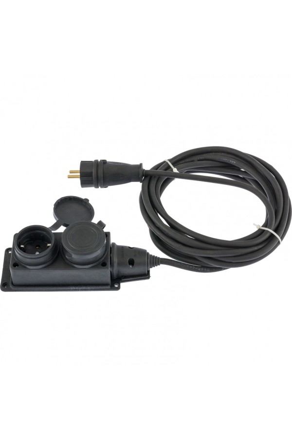 Удлинитель электрический силовой, 20 м, 2 розетки, КГ 3 х 1.5 мм, 16 А, тип УХЗ-16, Denzel