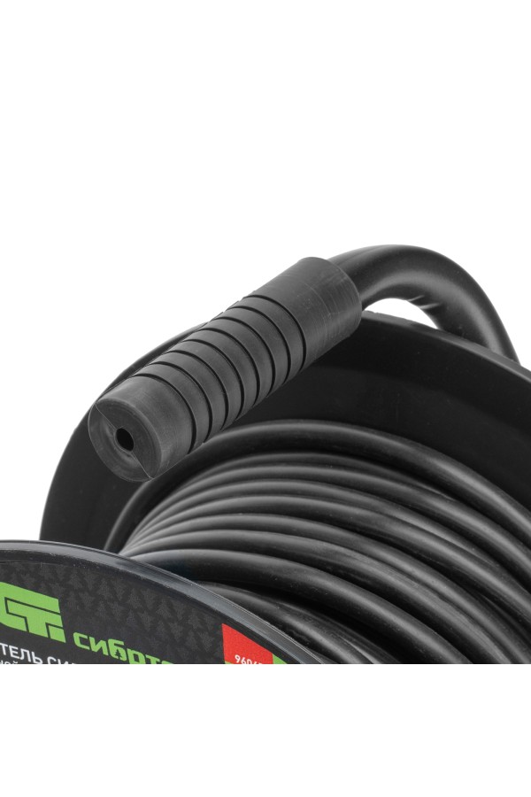 Удлинитель силовой 25 м, 16А, тип УХз16, ПВС, на кабельной катушке, 4 розетки, Сибртех