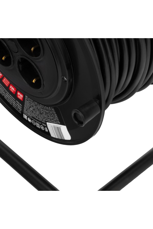 Удлинитель силовой на кабельной катушке, ПВС, 50 м, 4 розетки, 16А, тип УХз16, Сибртех