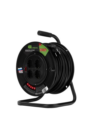 Удлинитель силовой на кабельной катушке, ПВС, 50 м, 4 розетки, 16А, тип УХз16, Россия Сибртех