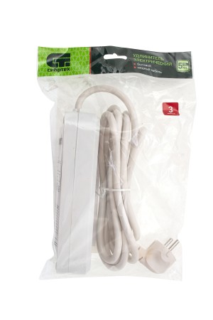 Удлинитель бытовой 3 м, 10A, тип УХз10, с заземлением и выключателем, 3 розетки, Россия Сибртех