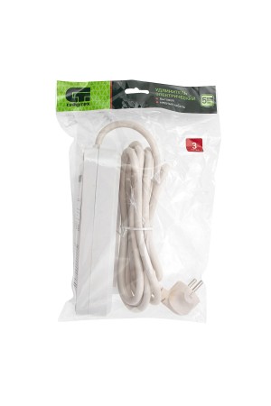 Удлинитель бытовой 3 м, 10A, тип УХз10, с заземлением и выключателем, 3 розетки, Россия Сибртех