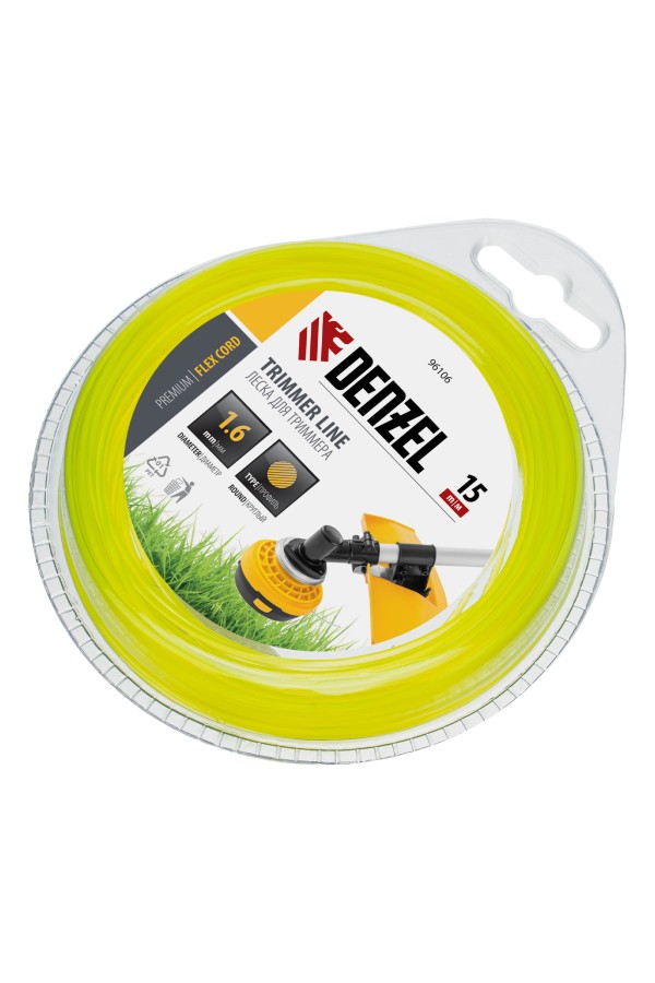 Леска для триммера, круглая 1.6 мм х 15 м, блистер Flex cord Denzel