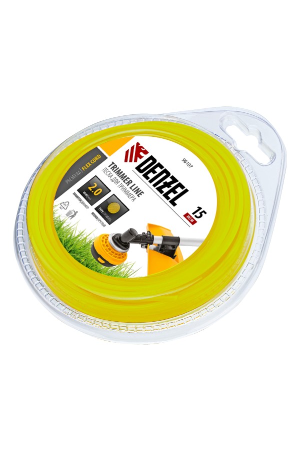 Леска для триммера, круглая 2 мм х 15 м, блистер Flex cord Denzel