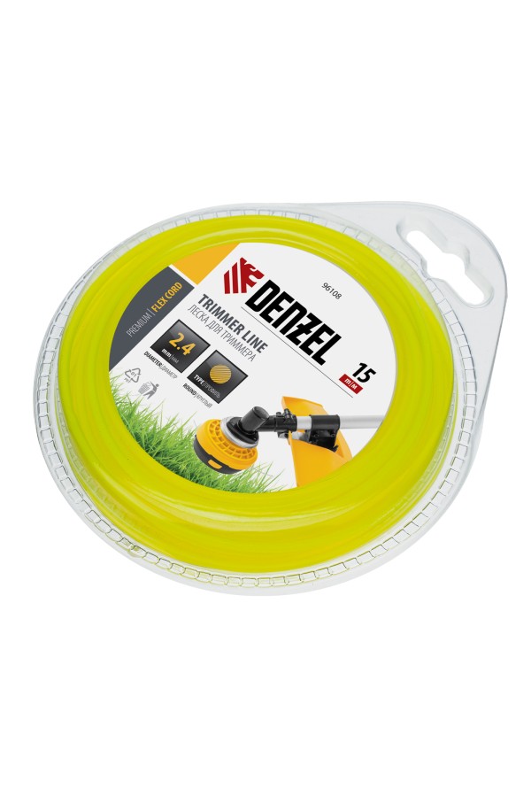 Леска для триммера, круглая 2.4 мм х 15 м, блистер Flex cord Denzel