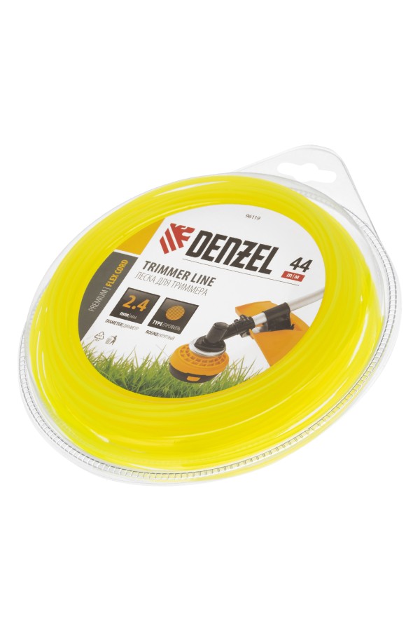 Леска для триммера, круглая 2.4 мм х 44 м, блистер Flex cord Denzel