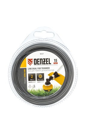 Леска для триммера, двухкомпонентная круглая 2 мм, 15 м Extra cord Denzel