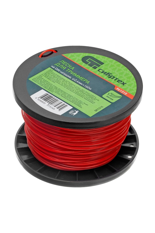 Леска для триммера звезда, на DIN катушке, 2.4 мм х 160 м, Сибртех